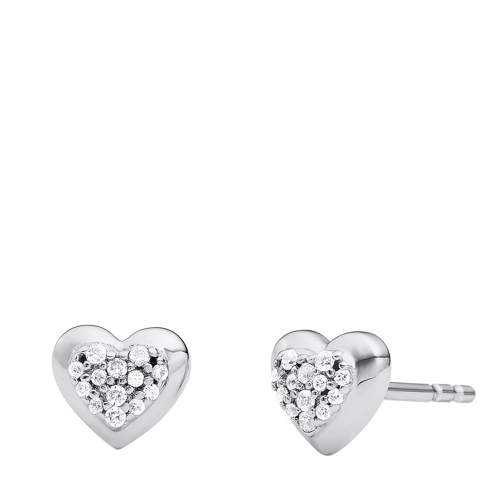 Michael Kors Sterling Silver Pavé Heart Stud Earrings Silver Oorsteker
