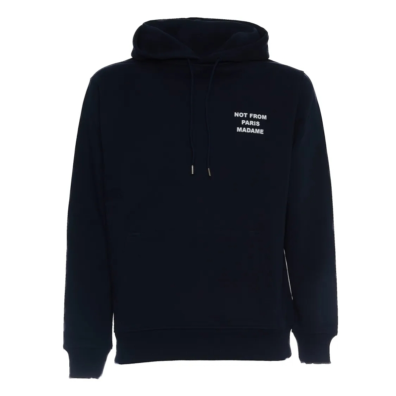 Drôle De Monsieur  Navy Hoodie With Printed Slogan Blue