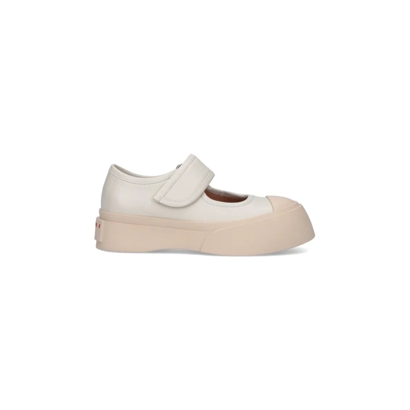 Marni Low-Top-Sneaker Beige Calfskin Mary Jane Sneakers Neutrals