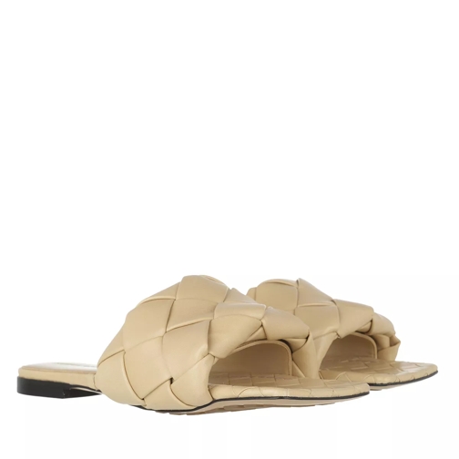 Bottega Veneta Lido Intrecciato Flat Sandals Beige Slide