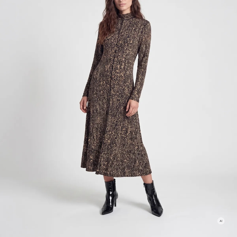Marc Aurel Kleid Kleid- Wool-Touch-Jersey- Turtleneck- Maxi-Län schwarz(Image 2)