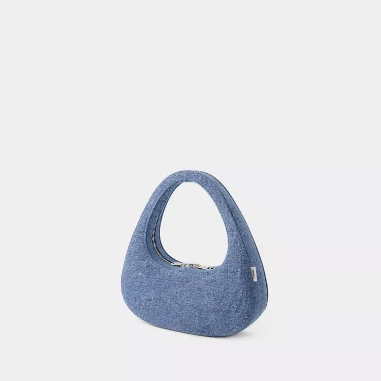 Coperni Crossbody bags Swipe Baguette Bag Canvas Washed Blue in blauw