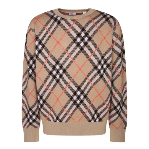 Burberry Crew Neck Sweater In Jacquard Knit Neutrals 