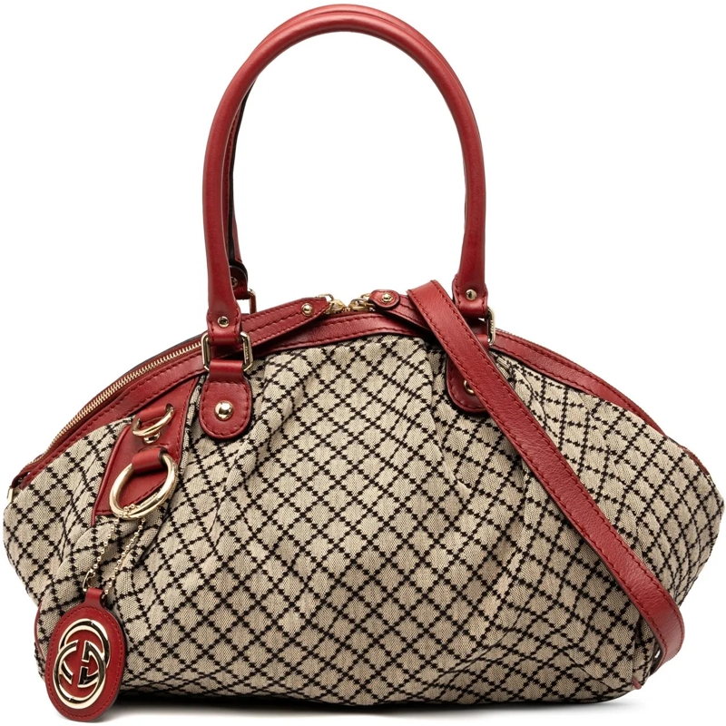 Gucci Sac à bandoulière Diamante Canvas Sukey Satchel braun