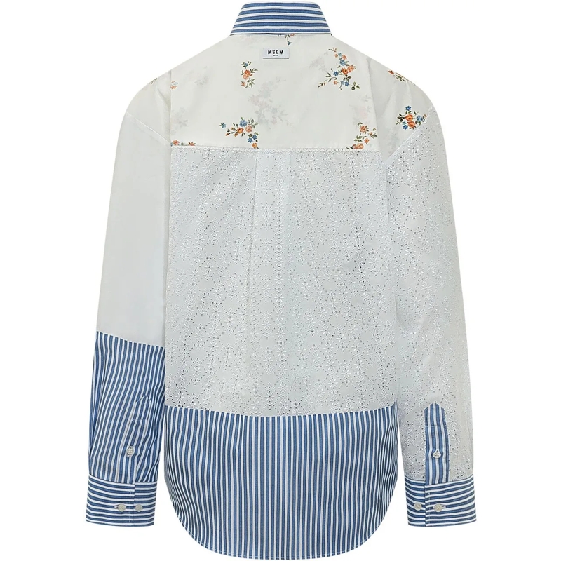 MSGM Chemisier Camicia Patchwork Ricamata weiß(Image 2)