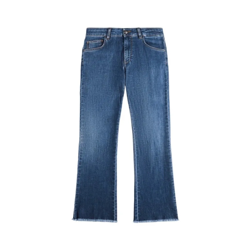 Fay Jeans Denim Blue Skinny Jeans With Frayed Hem Blue