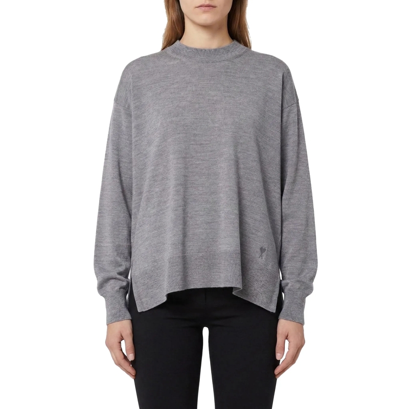 AMI Paris Pullover Pullover mit Wolle und Seide grau(Image 2)