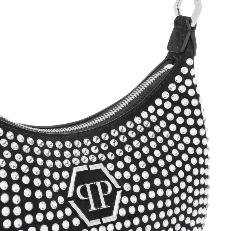 Philipp Plein Schultertasche Suede Shoulder Bag All-Over Strass schwarz(Image 5)