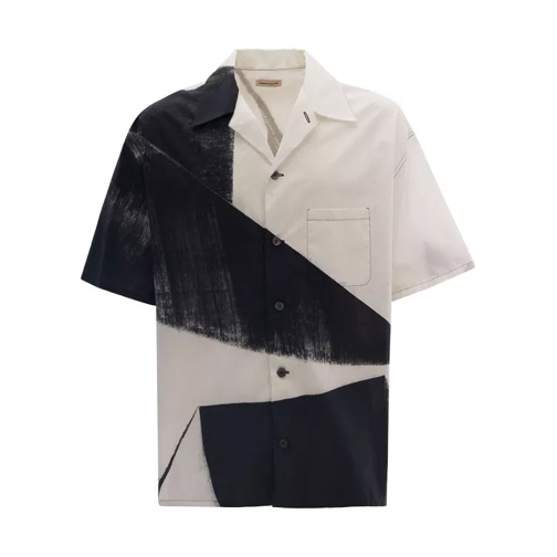 Alexander McQueen Black And White Shirt With Brushstroke Print All-O Black 