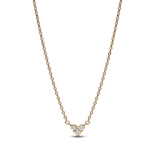 Pandora Mittellange Halskette Heart 14k gold-plated necklace withcubic zirconia Clear (Image 2)