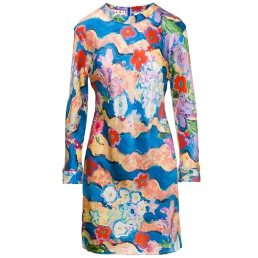 Marni Multicolor Long Sleeves Mini Dress With Julie Prin Multicolor 