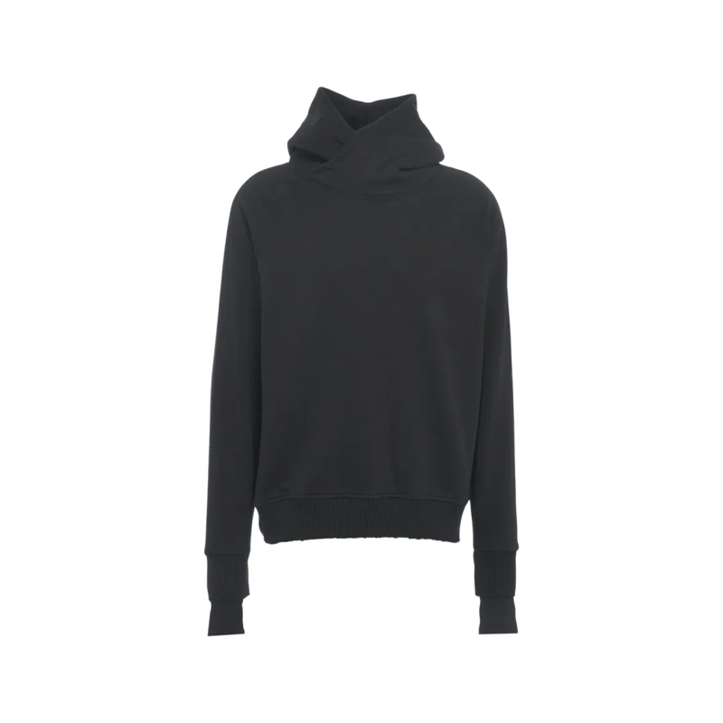 Thom Krom  High-Collared Black Sweatshirt With Seamless Hood Black