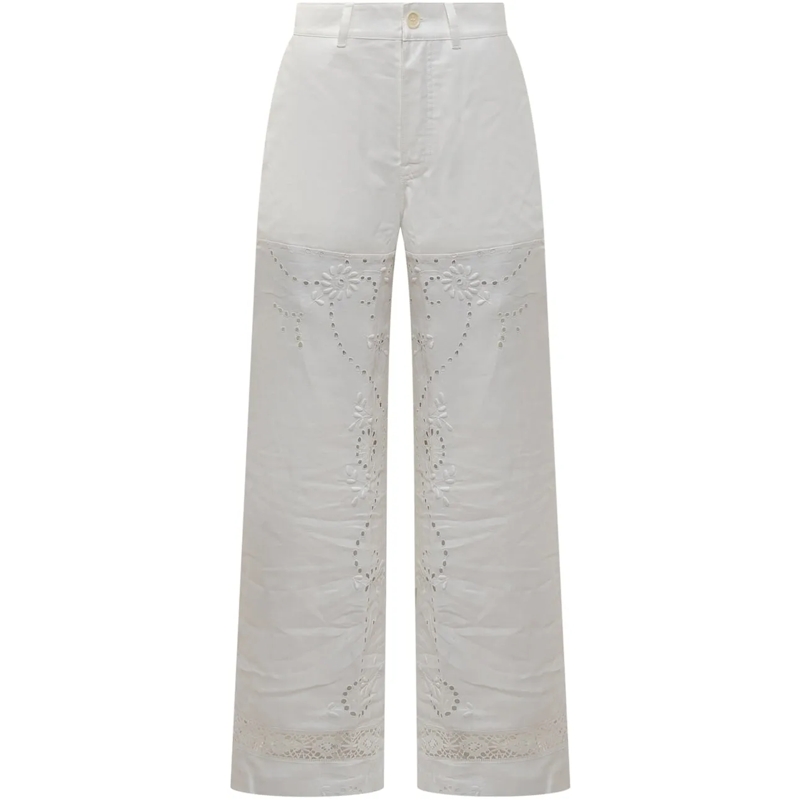 Marine Serre Pantalon Pantaloni weiß