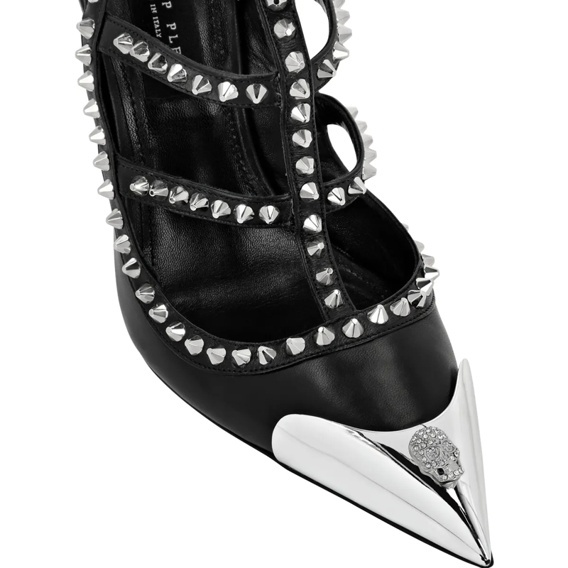 Philipp Plein Riemchensandalen Sandaletten Skull Mit Nietenverzierungen schwarz(Image 4)
