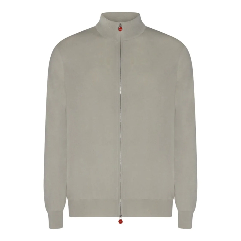 Kiton Pullover Zip-Up Sweater With High Ribbed Collar Grey
