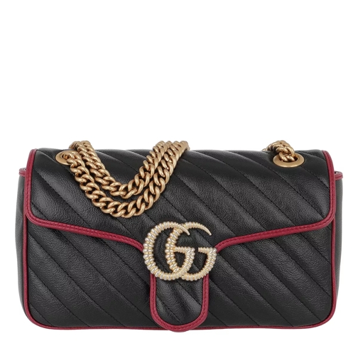 Gucci GG Marmont Small Shoulder Bag Leather Black/Red Crossbody Bag