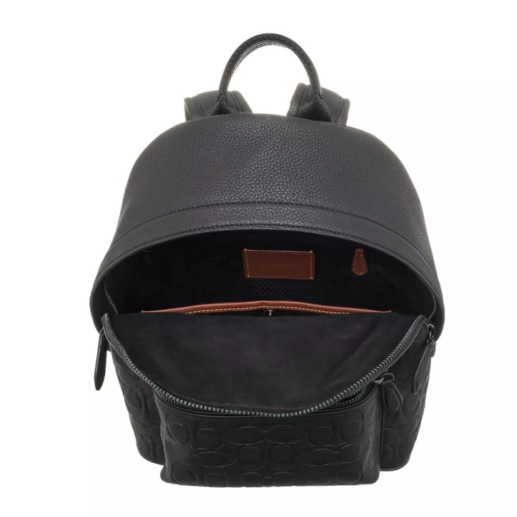 Coach Charter Backpack 24 In Signature Pebble Leather Black Backpack