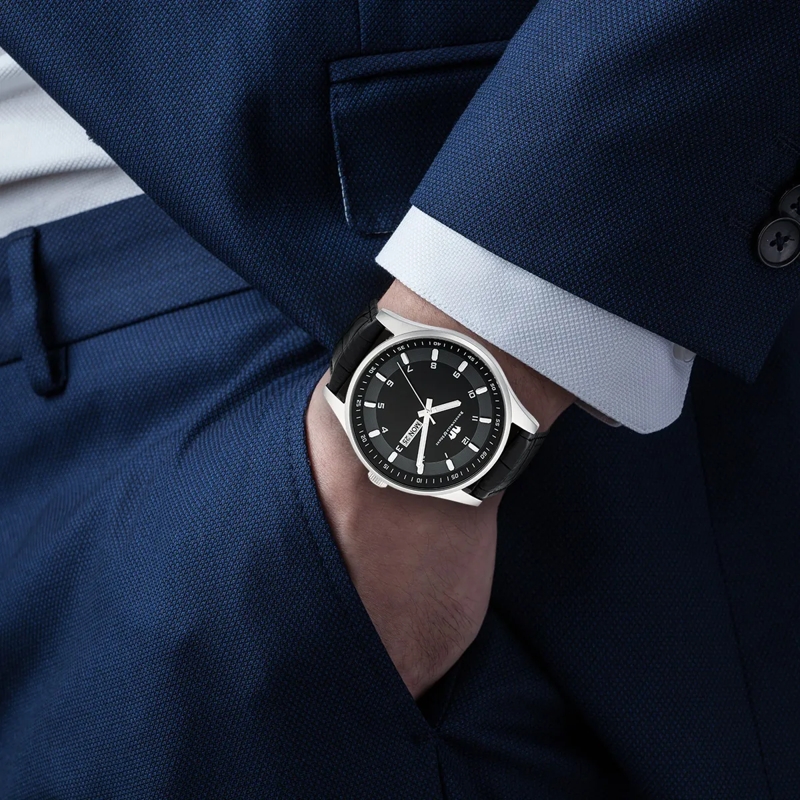 Rhodenwald & Söhne Automatikuhr Herren Armbanduhr Couragian Echtleder silber(Image 2)