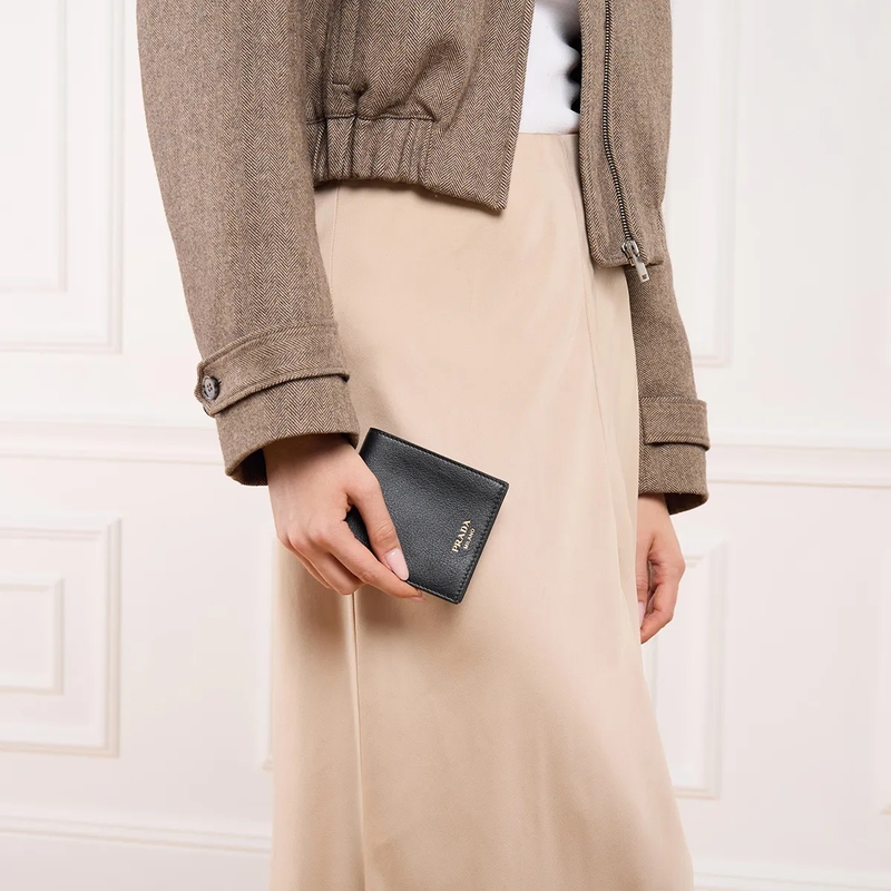 Prada Bi-Fold-Portemonnaie Geldbörse Leder Softgrain schwarz(Image 2)