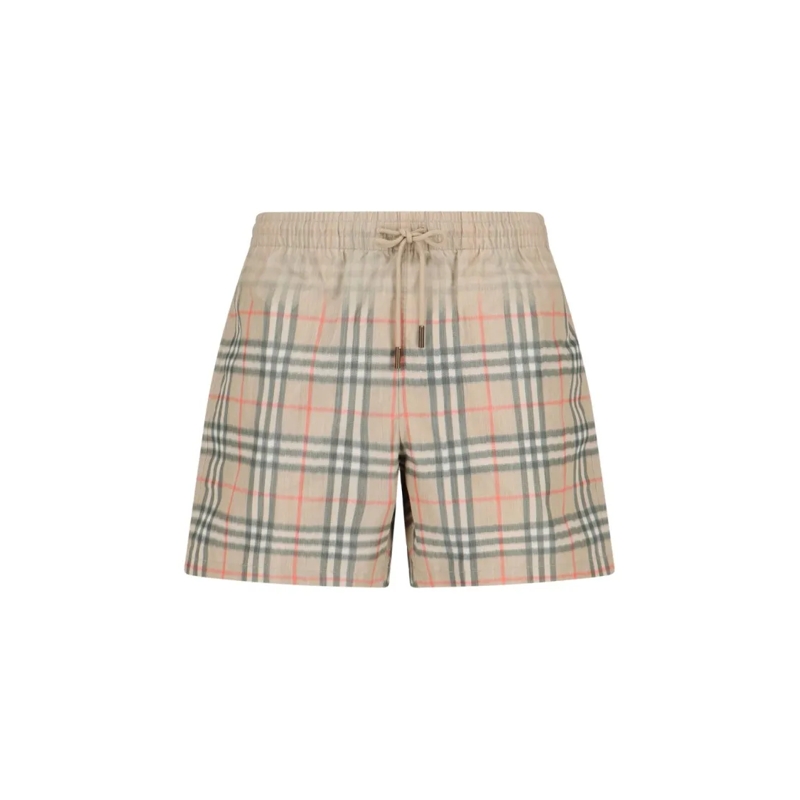 Burberry Casual Shorts "Check" Beach Shorts In Beige Fabric Neutrals