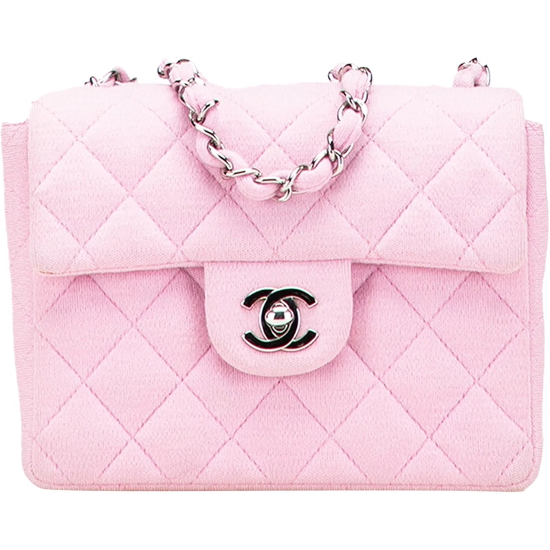Chanel Sac à bandoulière Mini Square Classic Jersey Single Flap rose