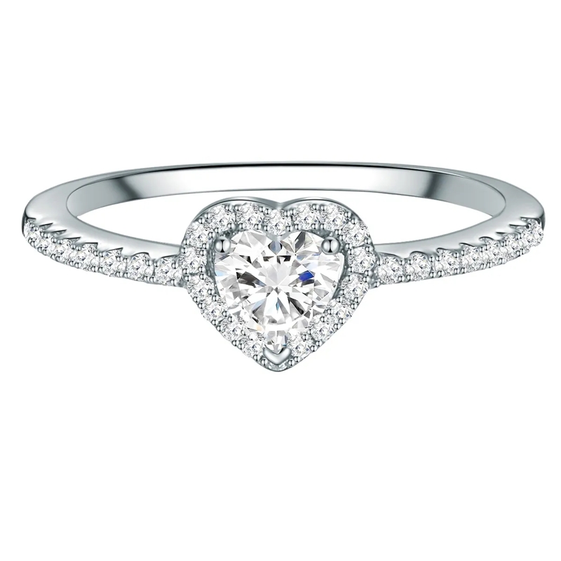 Trilani Ring Sterling Silber Ring Zirkonia Herz silber