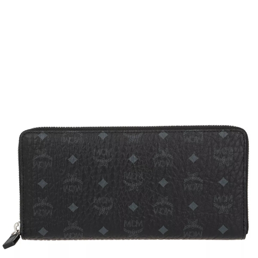 MCM Visetos Original Zipped Wallet Large Black Portemonnaie mit Zip-Around-Reißverschluss