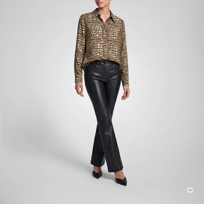 Marc Aurel Bluse Hemdbluse mit Reptilienprint grün(Image 2)
