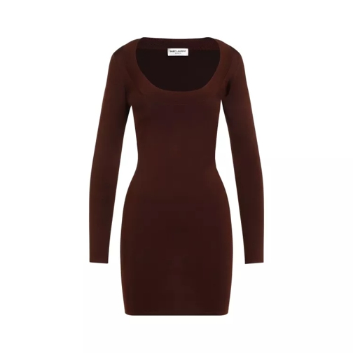 Saint Laurent Chocolat Viscose Mini Dress Black 