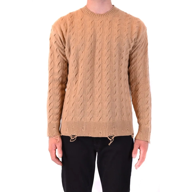Laneus Trui Classic Cable Knit Sweater In Camel Tone Brown