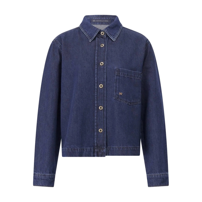 Raffaelo Rossi Polo Cropped Jeanshemd Dunkelblau