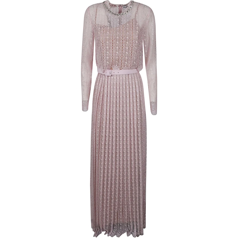 Self Portrait Midikleid Organza Lace Long Dress Pink & Purple rose