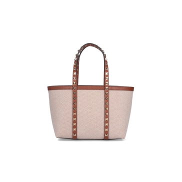 トートバッグ VALENTINO GARAVANI 'Rockstud' small shopping bag Beige Valentino Garavani 