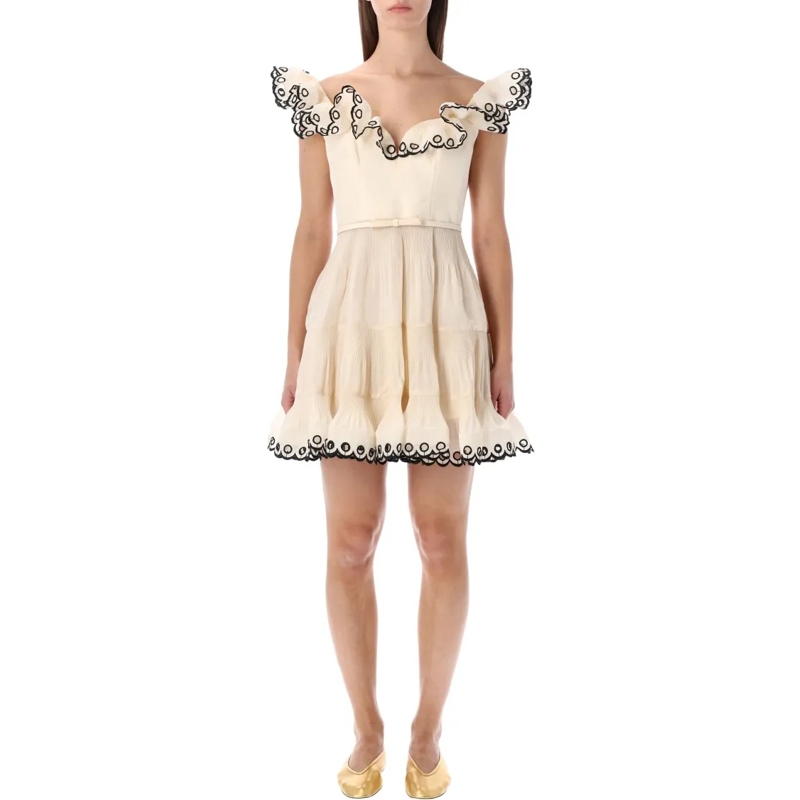 Zimmermann Minikleid Structured Sweetheart Embroidered Mini Dress With  Neutrals