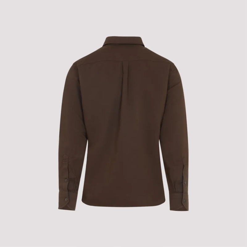 Tom Ford Hemd Tailored-Fit Brown Shirt With Classic Collar Brown