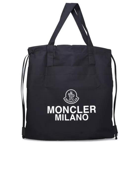 Moncler Totes - Black Cotton Blend Tote Bag - Gr. unisize - in Schwarz - für Damen