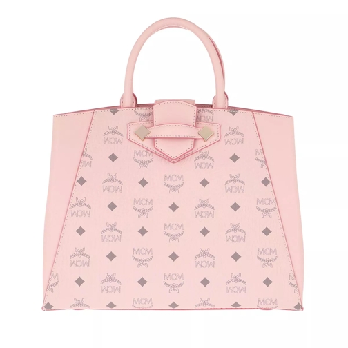 MCM Essential Visetos Tote Bag Medium Powder Pink Rymlig shoppingväska