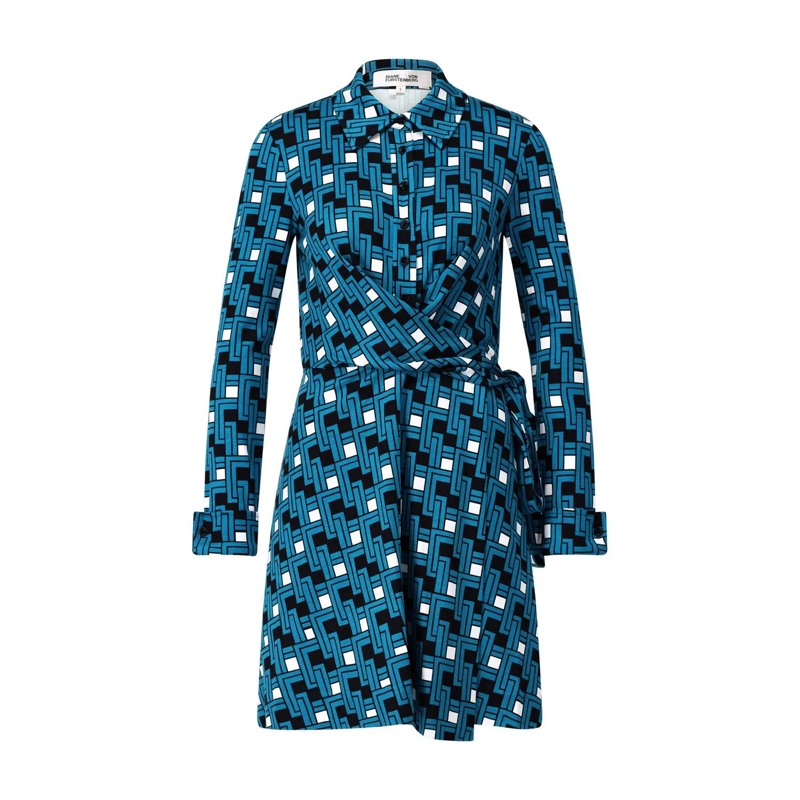 Diane von Furstenberg Minikleid Blusenkleid mit Muster blau