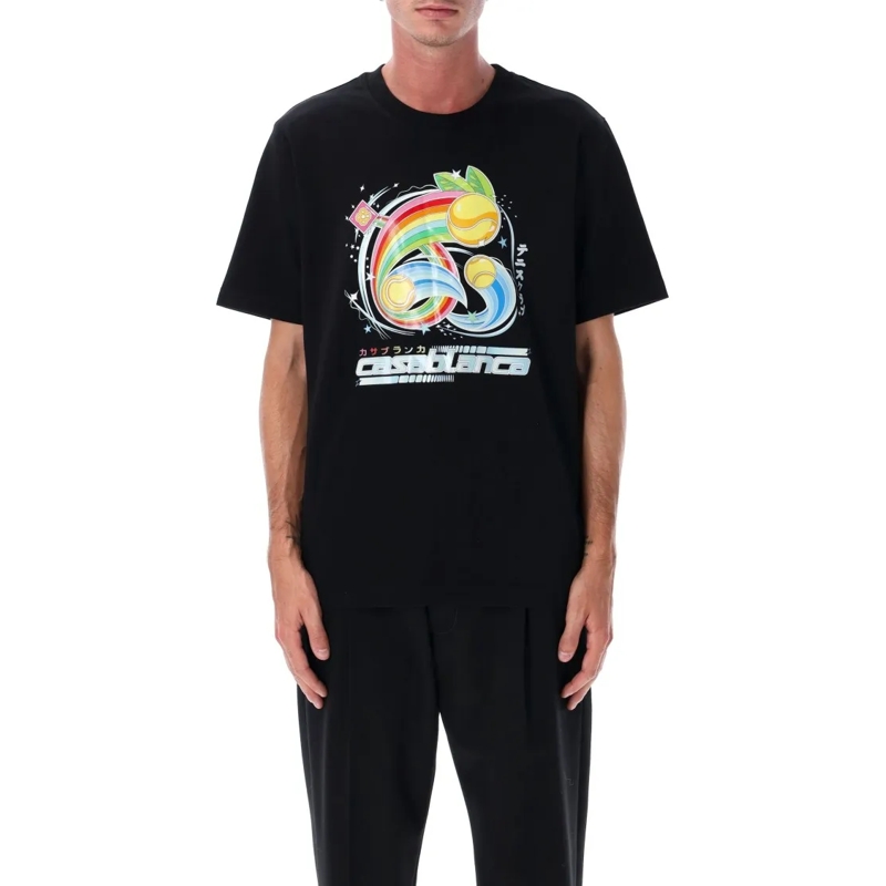 Casablanca T-Shirt Black Manga Tennis Ball T-Shirt Black