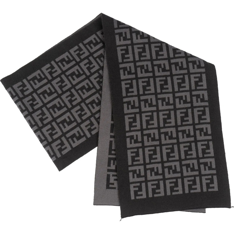 Fendi Écharpe en laine Fendi Wool Monogram FF Logo Schal Scarf mehrfarbig