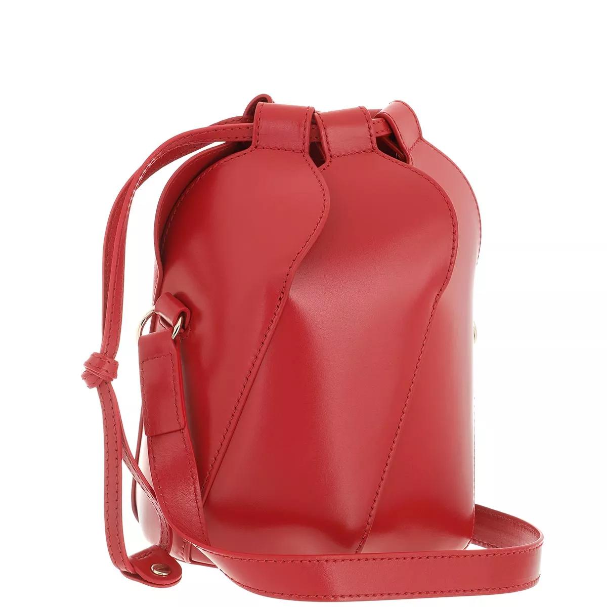 Red CHLOE Tulip Mini Leather Bucket Crossbody Bag on COOLS
