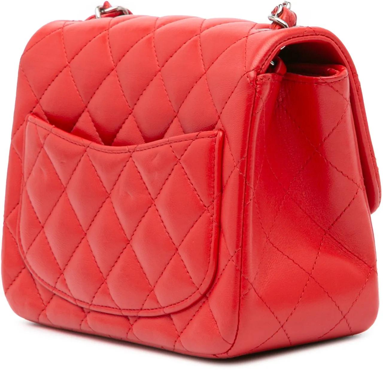 Thumbnail - Chanel Hobo Bags - Mini Square Classic Lambskin Flap - Gr. unisize - in Rot - für Damen