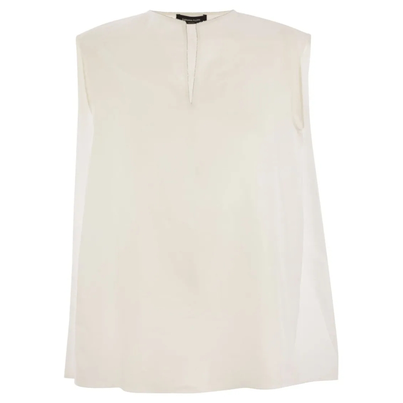 Fabiana Filippi Blouse Linen Sleeveless Top With Back Gathering White