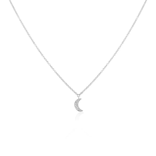 Leaf Necklace Crescent Moon White Gold Collana media