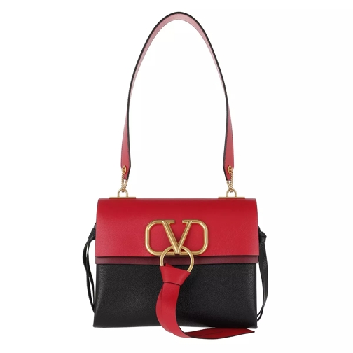 Valentino Garavani V Logo Tote Bag Leather Rouge Satchel