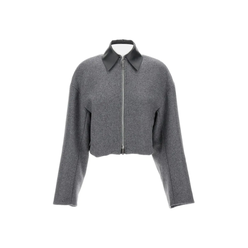 Sportmax Übergangsjacke Cropped Wool Jacket Vacuo Grey