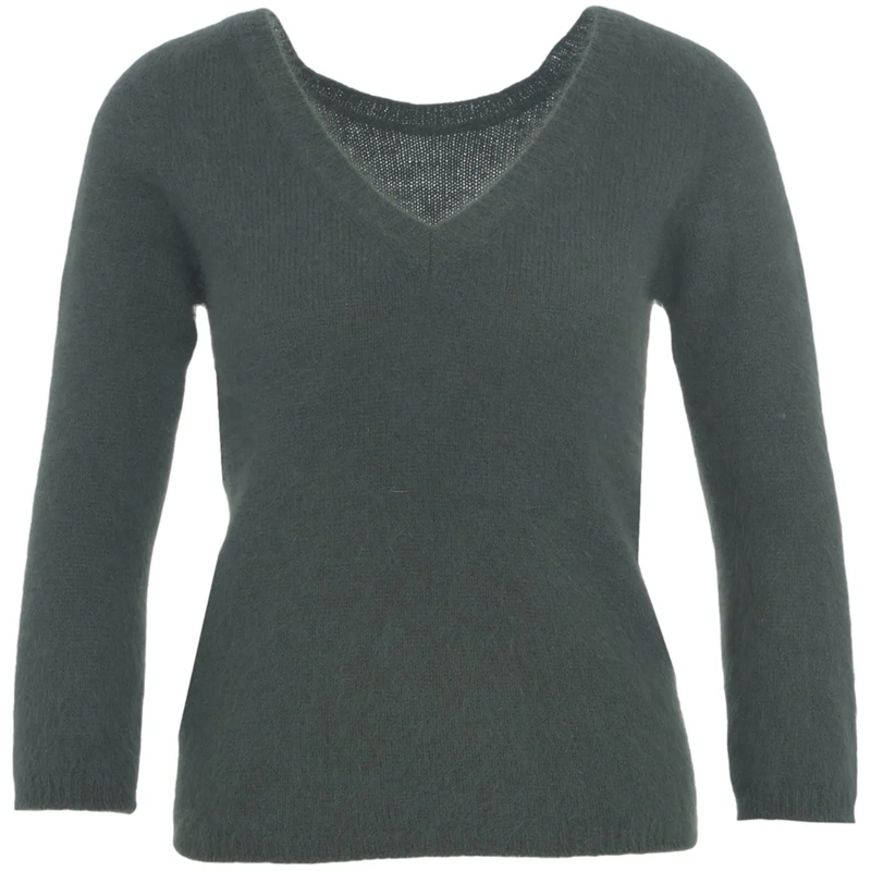 Roberto Collina  Knitted Sweater with V-Neck grün