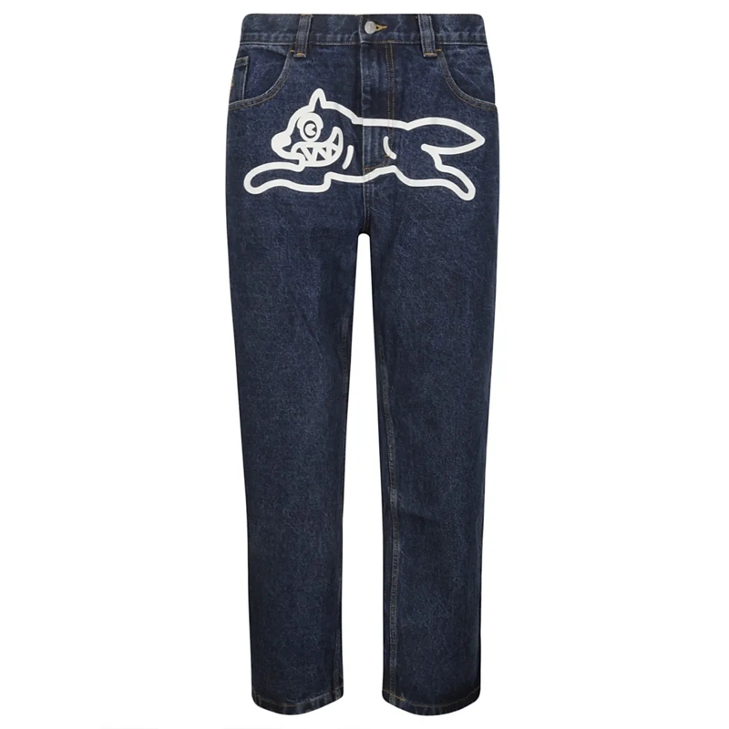 ICE CREAM Jeans Straight Leg Denim With Playful Front Print Blue