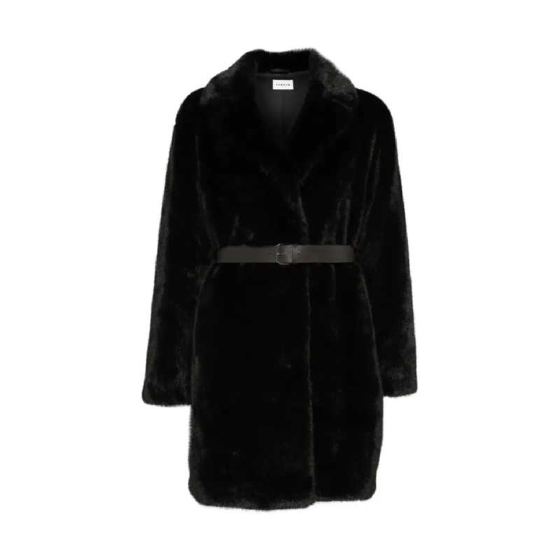 P.A.R.O.S.H. Manteau d'hiver Plush Black Faux Fur Coat With Tailored Silhouette Black