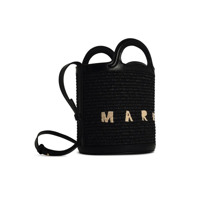 Marni Tropicalia Black Straw Blend Bag Black Tote
